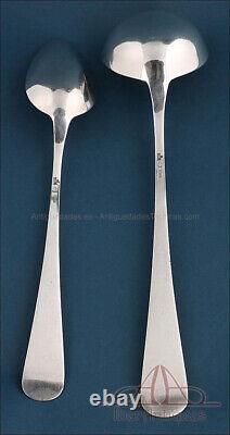 Complete Sterling Silver Art Deco Cutlery Set for 12. Spain, Circa 1920