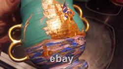 Crown Devon Mattajade Royal George Handled Vase Art Deco M198 Matta Jade Boulton