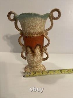 Czechoslovakia Art Deco Pottery Alienware Handled Vase Speckled Ditmar Urbach