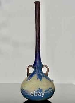 Daum Nancy Applied Handle Art Deco Vase