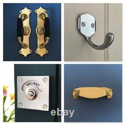 Door Pull Handles (pairs) Large Brass Wood Art Deco Grab Rail Knobs Edwardian