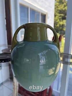 FULPER Pottery Shape 643 Turquoise and Gold double Handled Vase 1917-1934 Mark