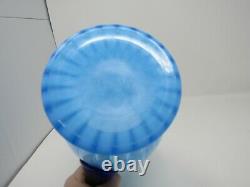 Fenton Rib Optic Blue Opalescent Art Glass Lemonade Pitcher 10 Cobalt Handle