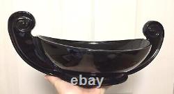 Fostoria Black Glass Two Handle Bowl Art Deco #2395 1920-30s Ebony Great Cond