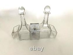 French Art Deco Condiment Service on Handled Mirror Tray