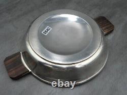 French Art Deco Silver Plated Serving Dish Hot Water Fill Tank Ebony Wood Handle