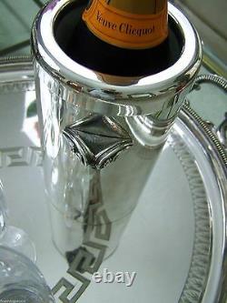 French Art Deco Style Silver Bar Ice / Wine Bucket Rococo Handles Paris France