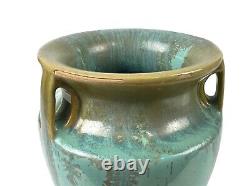 Fulper Bullet Green & Aqua 3 Handle Vase