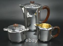 Gallia Christofle 3-Piece Tea/Coffee SetArt Deco 5938Rosewood HandlesXllnt