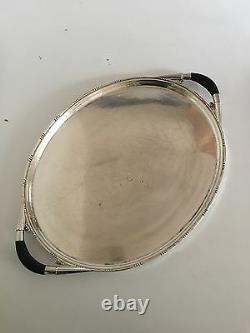 Georg Jensen Oval Sterling Silver Serving Tray No. 251C with Wooden Handles