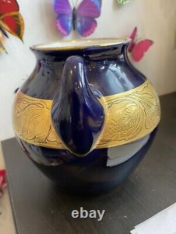 German Fraureuth Art Deco 6 Handled Gilded Gold And Blue. Signed And Numbered