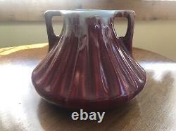 Gorgeous Burgundy Faiencerie Thulin Art Deco Pottery Double Handled Vase Belgium