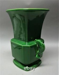 Gorgeous & Rare ROOKWOOD Green Dolphin Handle Art Deco Vase c. 1924 antique