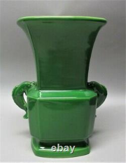 Gorgeous & Rare ROOKWOOD Green Dolphin Handle Art Deco Vase c. 1924 antique