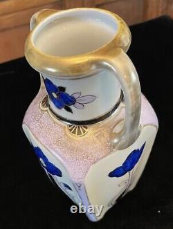 HP Nippon Morimura Bros. Art Deco Egyptian Revival Blue Poppy Handled Vase M