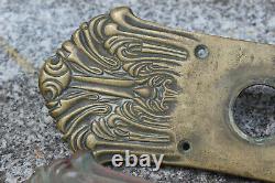 HUGE 21 Cast Brass Ornate Art Deco Entry Door Handles withAttached Backplates