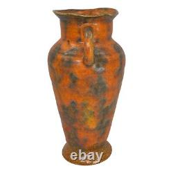 Haeger 1970s Modern Deco Art Pottery Orange Peel Ceramic Tall Handled Vase 4208