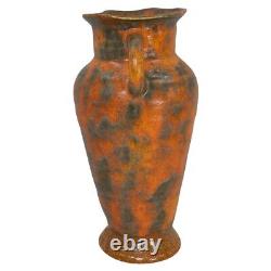 Haeger 1970s Modern Deco Art Pottery Orange Peel Ceramic Tall Handled Vase 4208