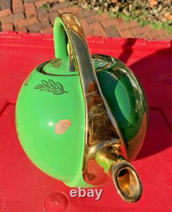 Hall China AIRFLOW Teapot. EMERALD GREEN GOLD SPECIAL, from PREMIER collection