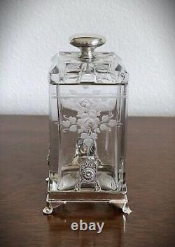 Hawkes Art Deco Sterling & Hawkes Cut / Engraved Glass Condiment Jam Jar