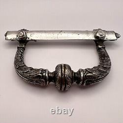 Heavy Imperial Antique Art Deco Silver Plated Door Pull Handle Signed