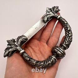 Heavy Imperial Antique Art Deco Silver Plated Door Pull Handle Signed