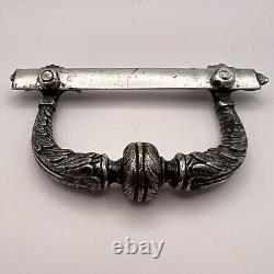 Heavy Imperial Antique Art Deco Silver Plated Door Pull Handle Signed