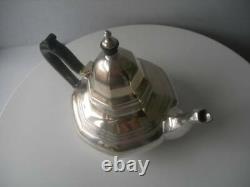 Heavy Vintage England Kettle Teapot Bronze Silver Plated Solid Handle Wood 1.6 k
