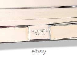 Hermes M3 Home Art Deco Plated Silver Tray SPARTE PM with Leather Handles NEW