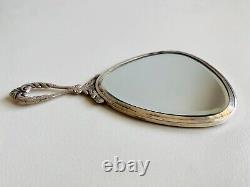 Huge Vintage Art Deco Silver 800 Handle Mirror Marked Italy 32 gr