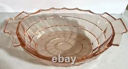 Indiana Tea Room Pink Depression Glass Oval Vegetable Bowl With Handles Art Deco