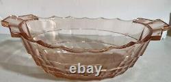 Indiana Tea Room Pink Depression Glass Oval Vegetable Bowl With Handles Art Deco