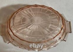 Indiana Tea Room Pink Depression Glass Oval Vegetable Bowl With Handles Art Deco