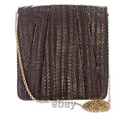 Judith Leiber Snakeskin art Deco Clasp Gems Crystals Shoulder Evening Bag gyuhji