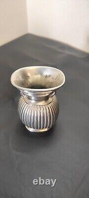 Just Andersen Art Deco Pewter Ribbed Twin Handled Funnel Vase #2286
