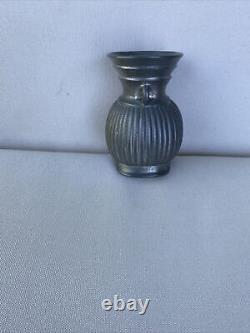 Just Andersen Art Deco Pewter Ribbed Twin Handled Funnel Vase #2286