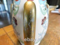 LG Vintage Belleek Hand Painted Loving Cup-Art Deco Nouveau-Gold Handles