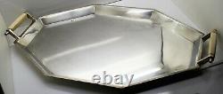 Large ART DECO solid sterling silver 2 HANDLED TRAY by VINERS. 1937. 2,116 gm