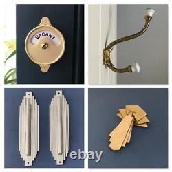 Large Brass Art Deco 12 (pairs) Door Pull Handles Knobs Plates Finger Push Grab