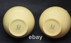 Lenox Porcelain Classic Yellow Art Deco Pair of Handled Vases Rare 1940's