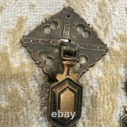 Lot Of 3 1917 Art Deco Tear Drop Antique Hardware Brass Pendant Drawer Pull