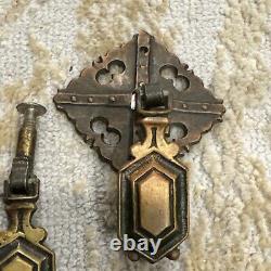 Lot Of 3 1917 Art Deco Tear Drop Antique Hardware Brass Pendant Drawer Pull