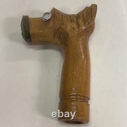 Lot of 2 Vintage Art Deco Carved Wood Bakelite Figural Dog Cane Handles