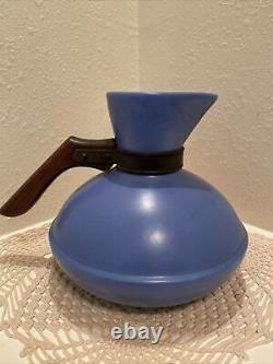 Lovely Catalina Pottery 1930's Carafe WithWood Handle In Descants  Blue No Lid