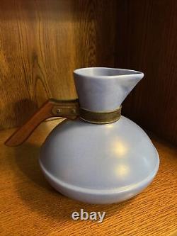 Lovely Catalina Pottery 1930's Carafe WithWood Handle In Descants  Blue No Lid