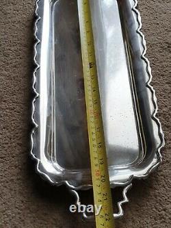 Mappin and Webb Oblong Handled serving silver plated Footed Scalloped Edge tray