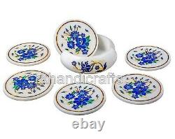 Marble Wine Coaster Set with Floral Pattern Tea Coaster Set for Hotel 4.5 Inches