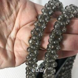 Marion Godart Mini Tote Bag Art Deco Gray Lucite Beads and Hematite Seed Beads