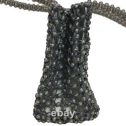 Marion Godart Mini Tote Bag Art Deco Gray Lucite Beads and Hematite Seed Beads