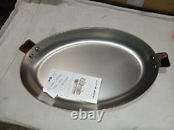 Mauviel Art Deco Copper & Stainless Steel Oval Pan With Bronze Handles, 13.8-In
